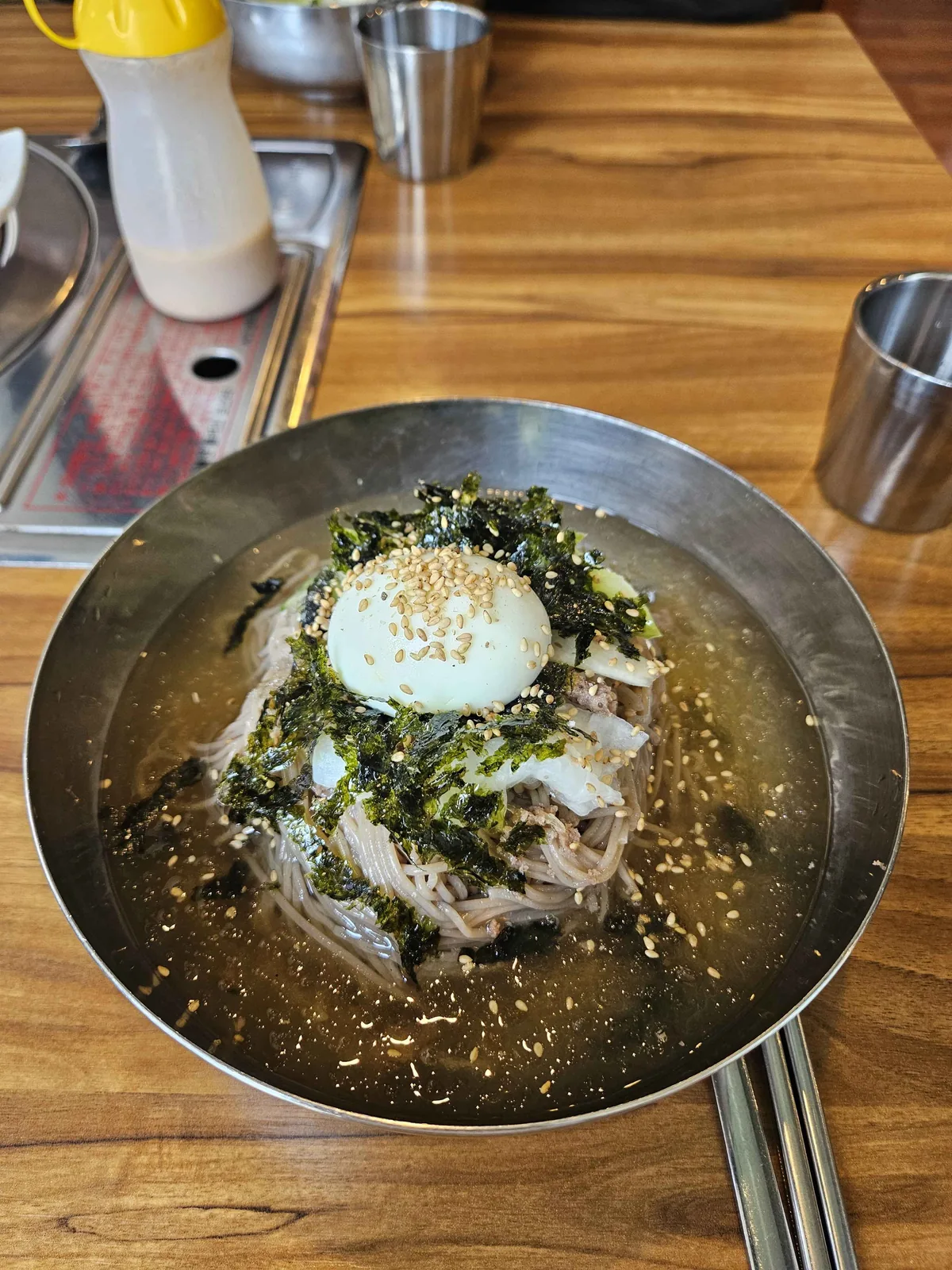 Mul makguksu — Korean cold buckwheat noodles in icy broth