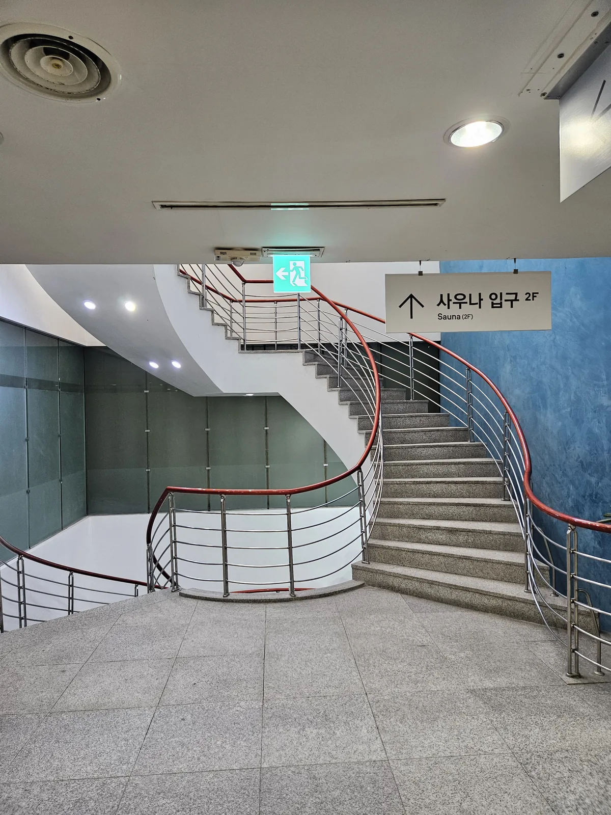 The sauna entrance, up on the 2nd floor
