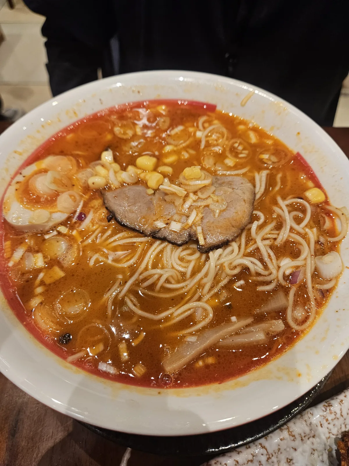 A spicy noodle soup on the food street